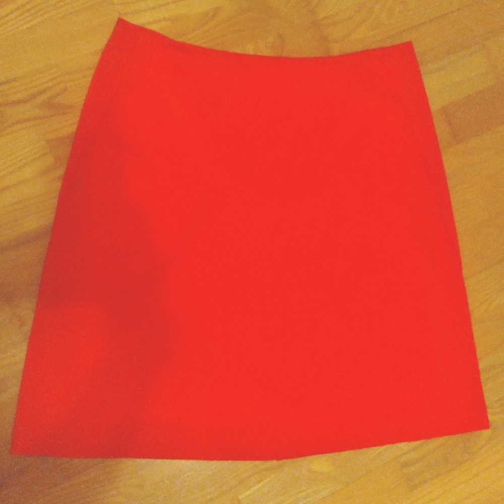 CAbi Mini Skirt Bright Orange Knit Office Academia Size 10